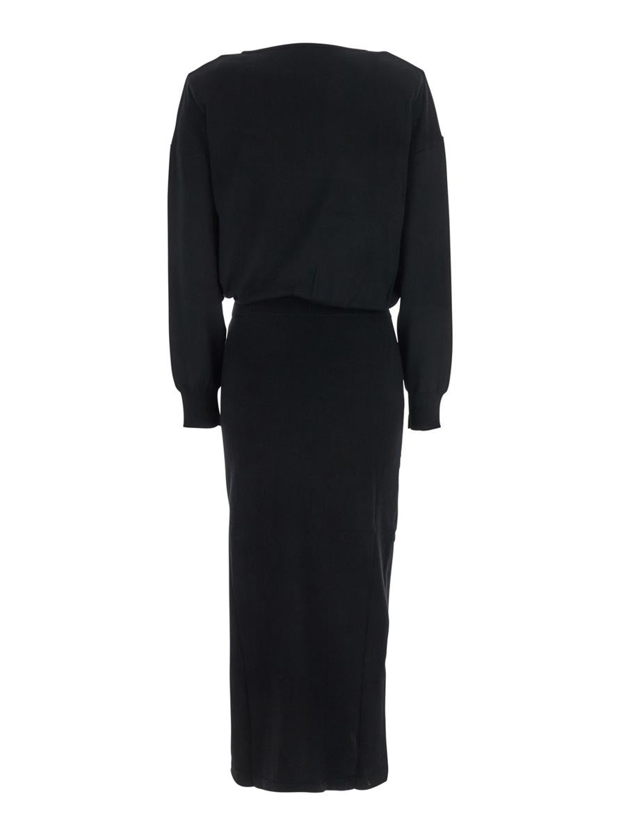 Strick-Maxikleid mit langen Ärmeln