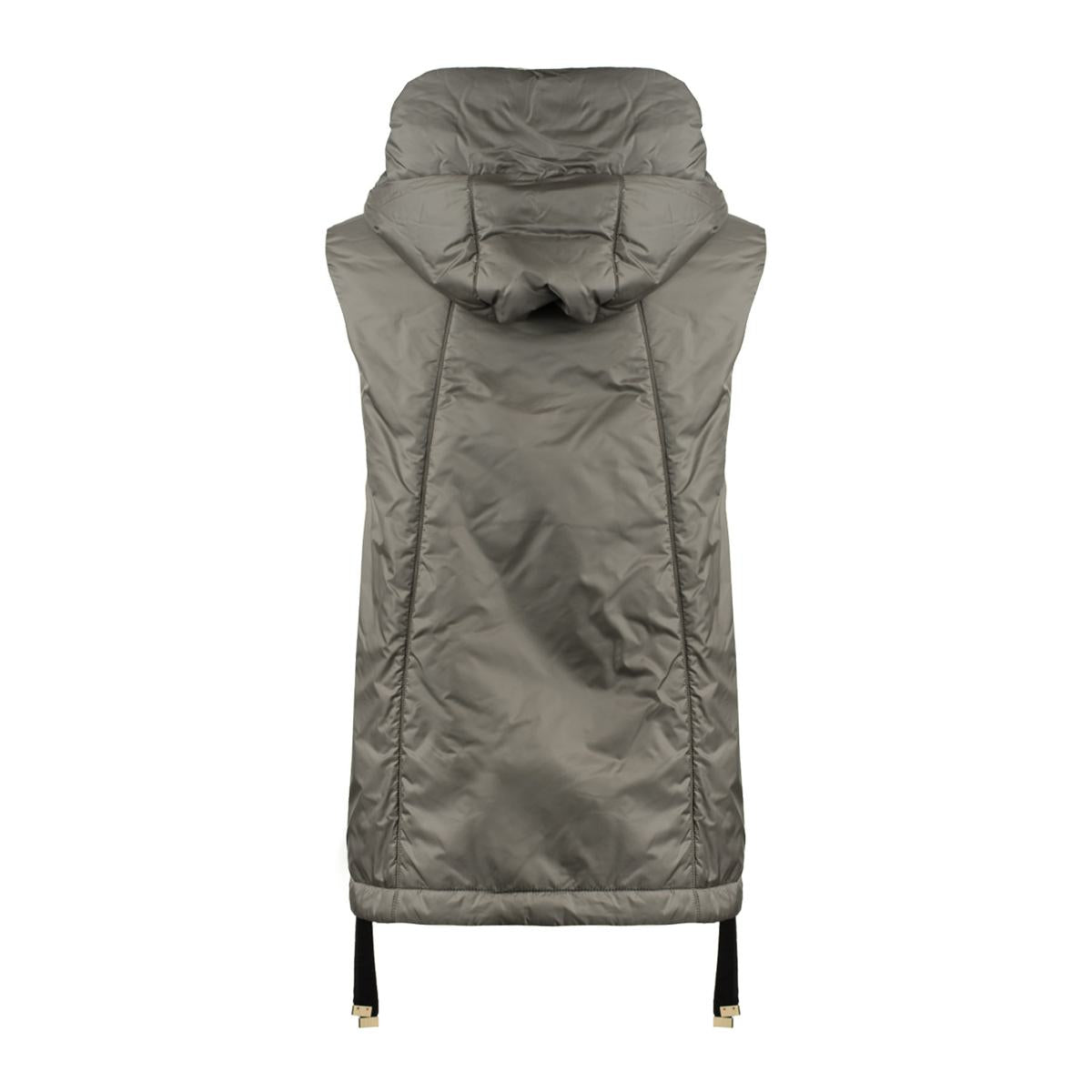 Max Mara Anthrazitgraue Wattierte Weste mit Kapuze aus tropffreiem Canvas