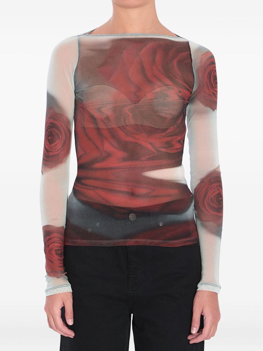 Jean Paul Gaultier – Das rote, verschwommene Rosen-Top
