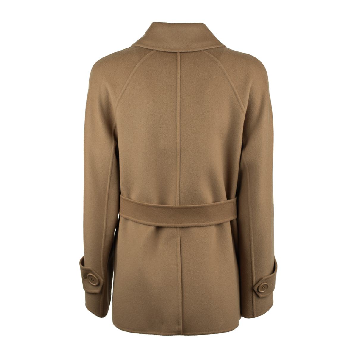 Max Mara – Kurzer Trenchcoat in Kamelbraun aus doppelter Wolle