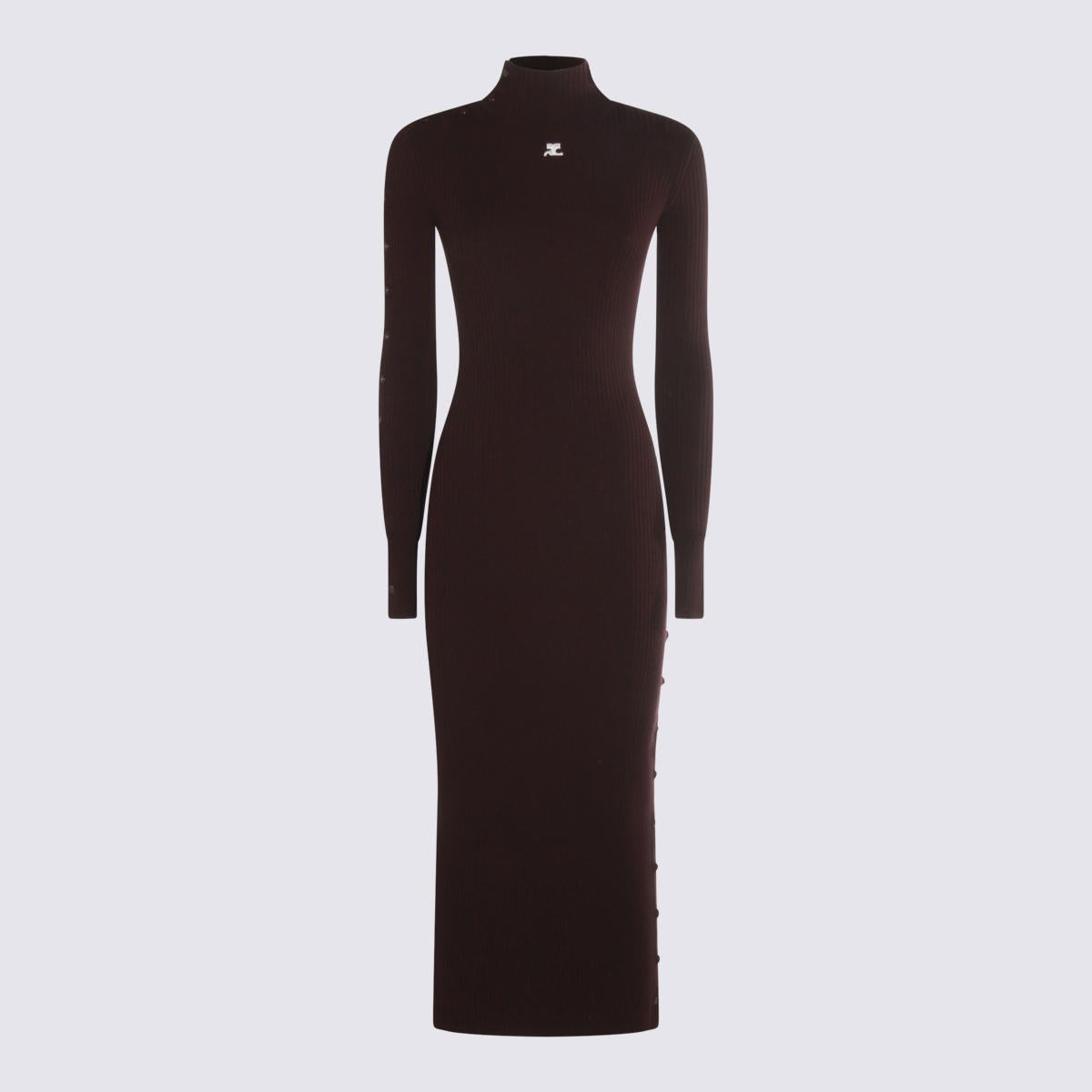 Dunkelrotes Midikleid aus Viskose von Courrèges