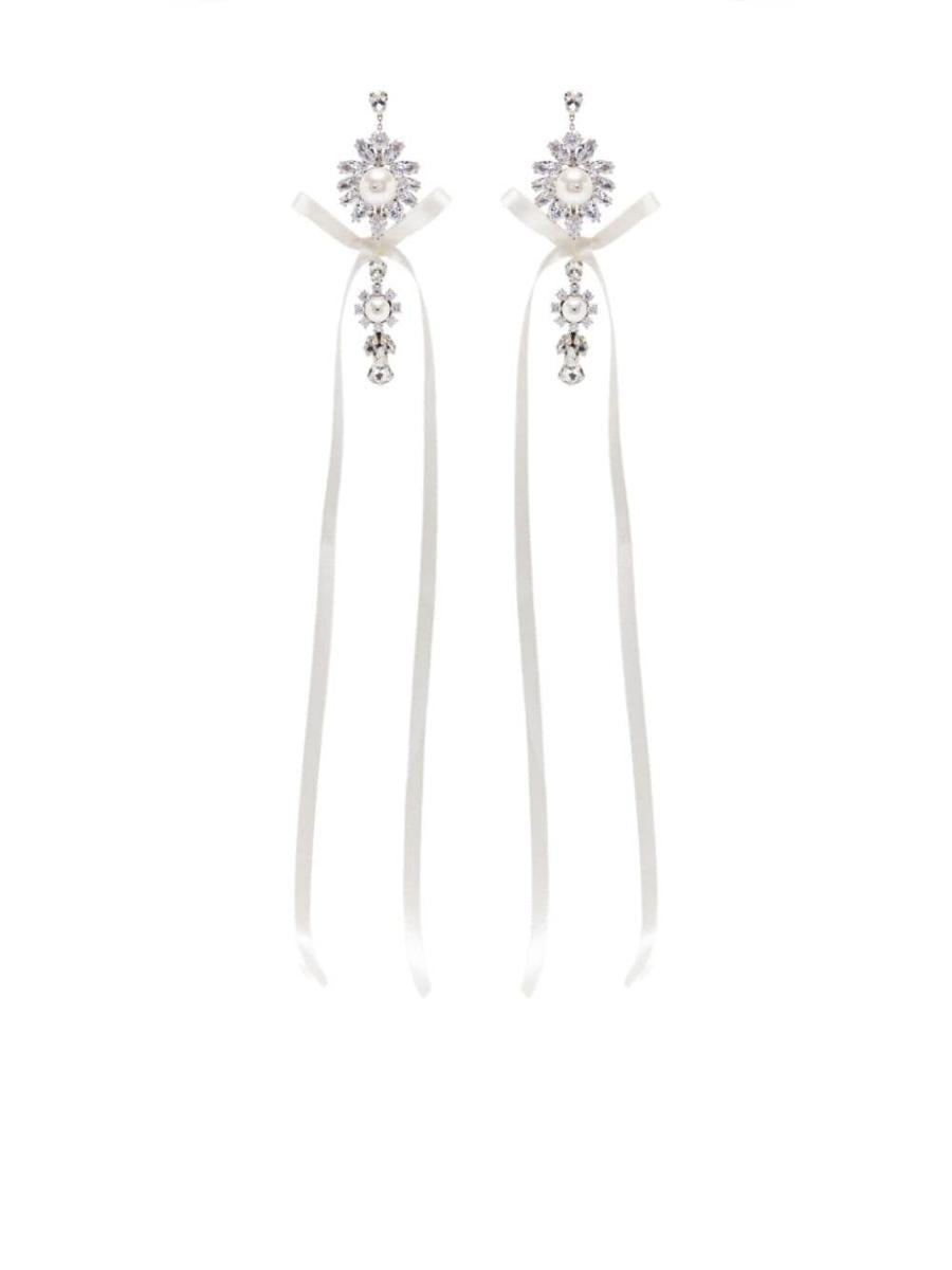 Simone Rocha Diamant- und Perlen-Wappen-Schleifenohrringe Accessoires