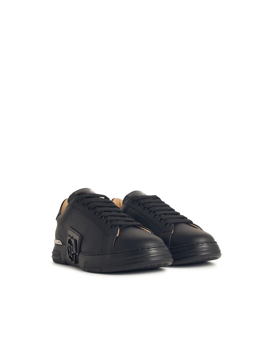 Philipp Plein – Schwarze Leder-Sneaker „Hexagon“