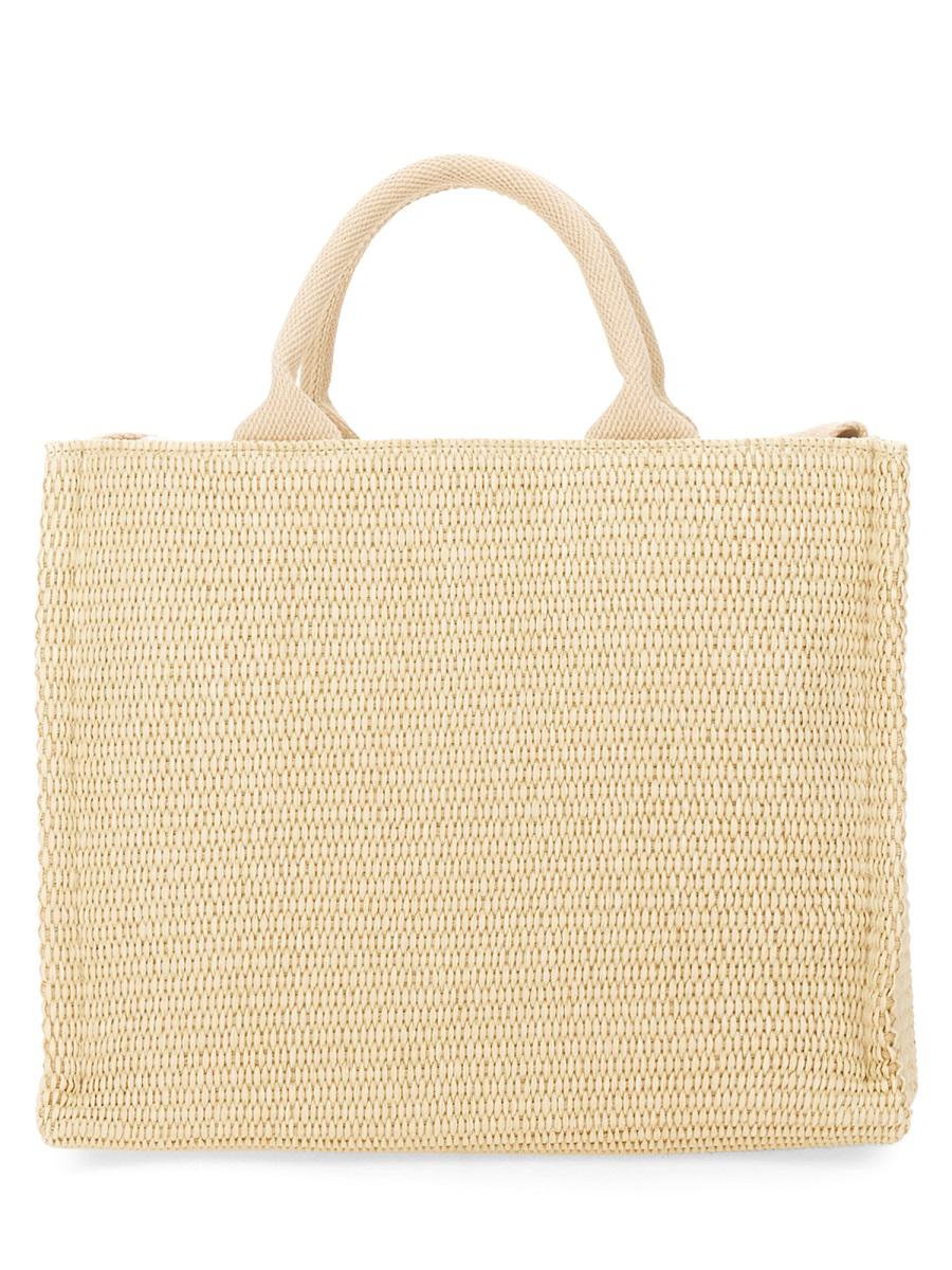 Marni – Kleine Tragetasche aus Stoff mit Raffia-Effekt