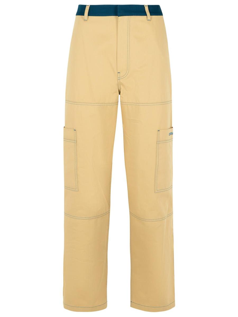 Beigefarbene Cargohose aus Baumwolle in Off-White