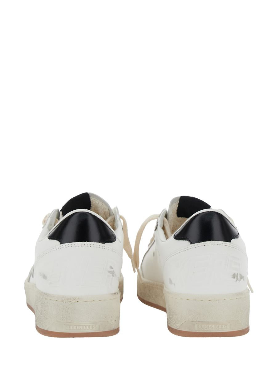 Weiße Low-Top-Sneaker „Ballstar 2“ mit seitlichem Stern-Patch und laminiertem Absatz aus Leder für Herren
