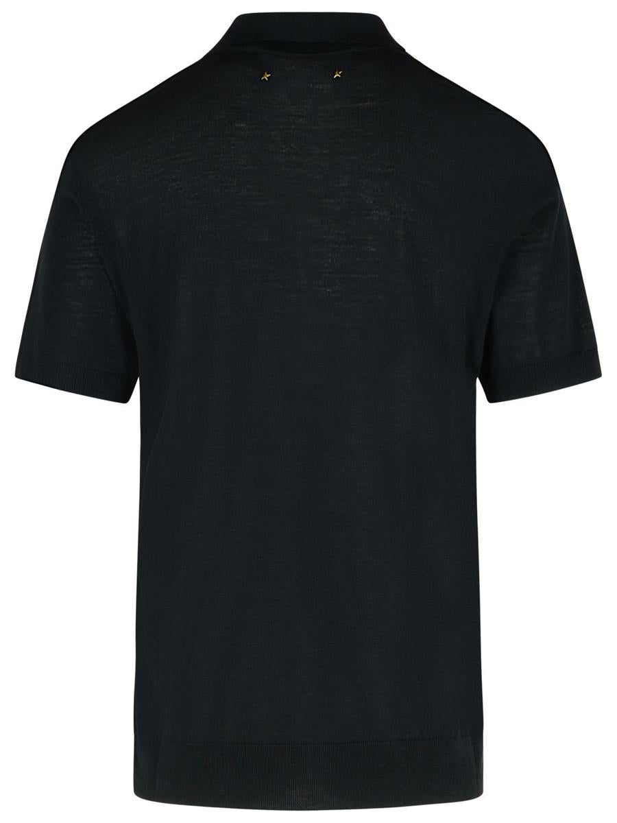 Golden Goose Poloshirt aus schwarzer Schurwolle