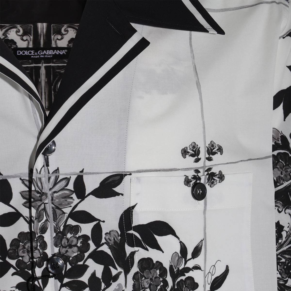 Weißes und schwarzes Baumwollhemd von Dolce & Gabbana