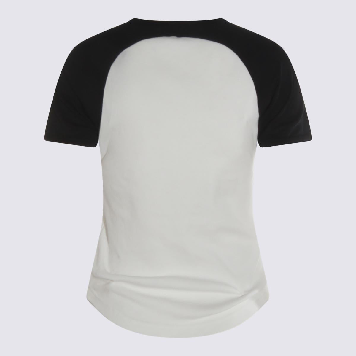 Courrèges Weißes und schwarzes Baumwoll-T-Shirt