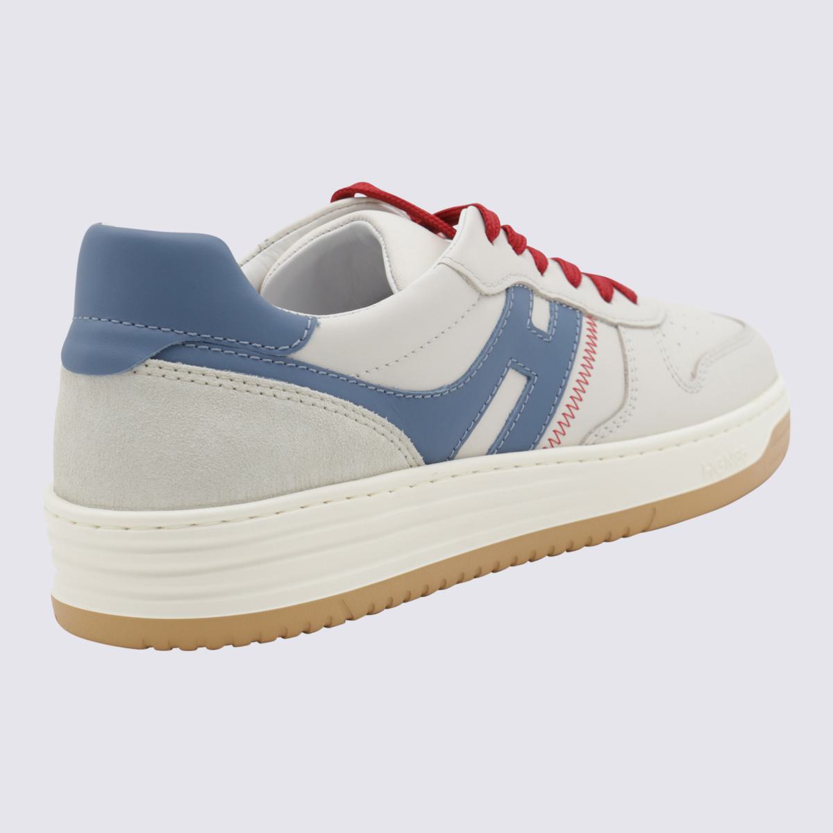 Hogan Sneakers aus weißem und hellblauem Leder