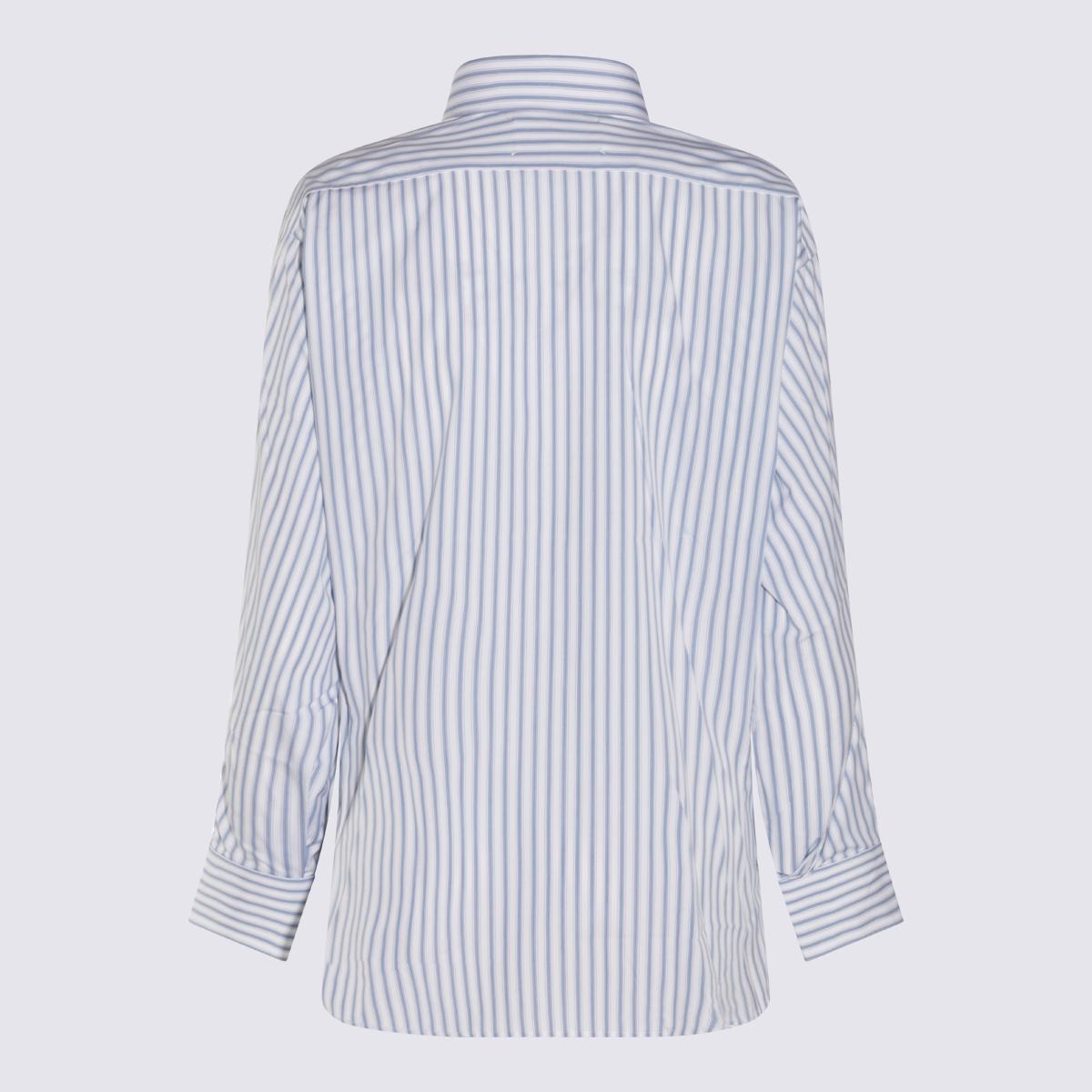 Weißes und hellblaues Baumwollhemd von Maison Margiela