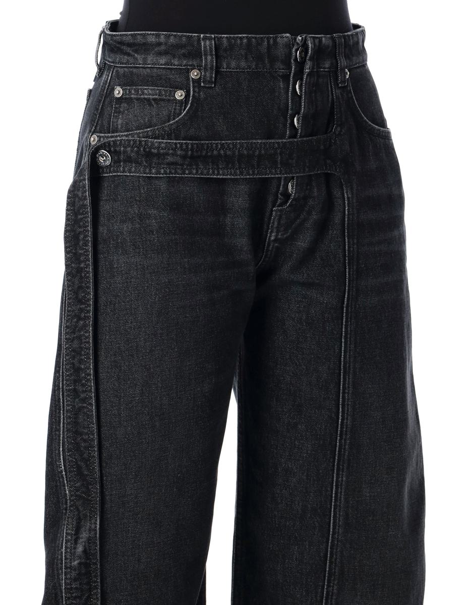 Jean Paul Gaultier – Locker geschnittene Jeans mit schwarzen Denim-Riemen