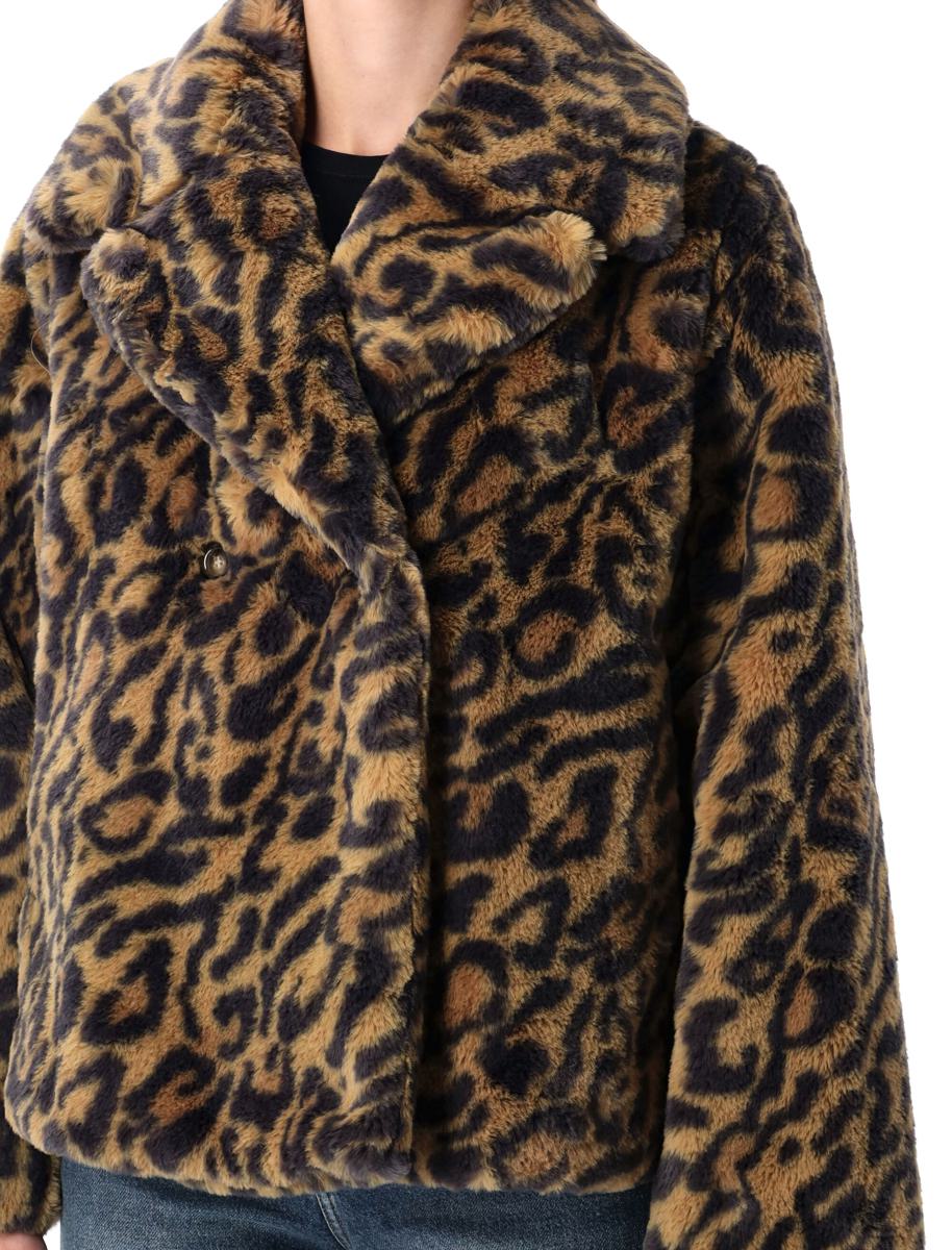 APC Johanna-Mantel aus Kunstpelz mit Leopardenmuster APC