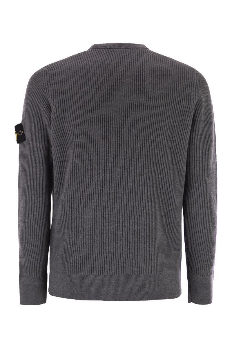 Stone Island – Pullover mit Rundhalsausschnitt und gerippten Kanten
