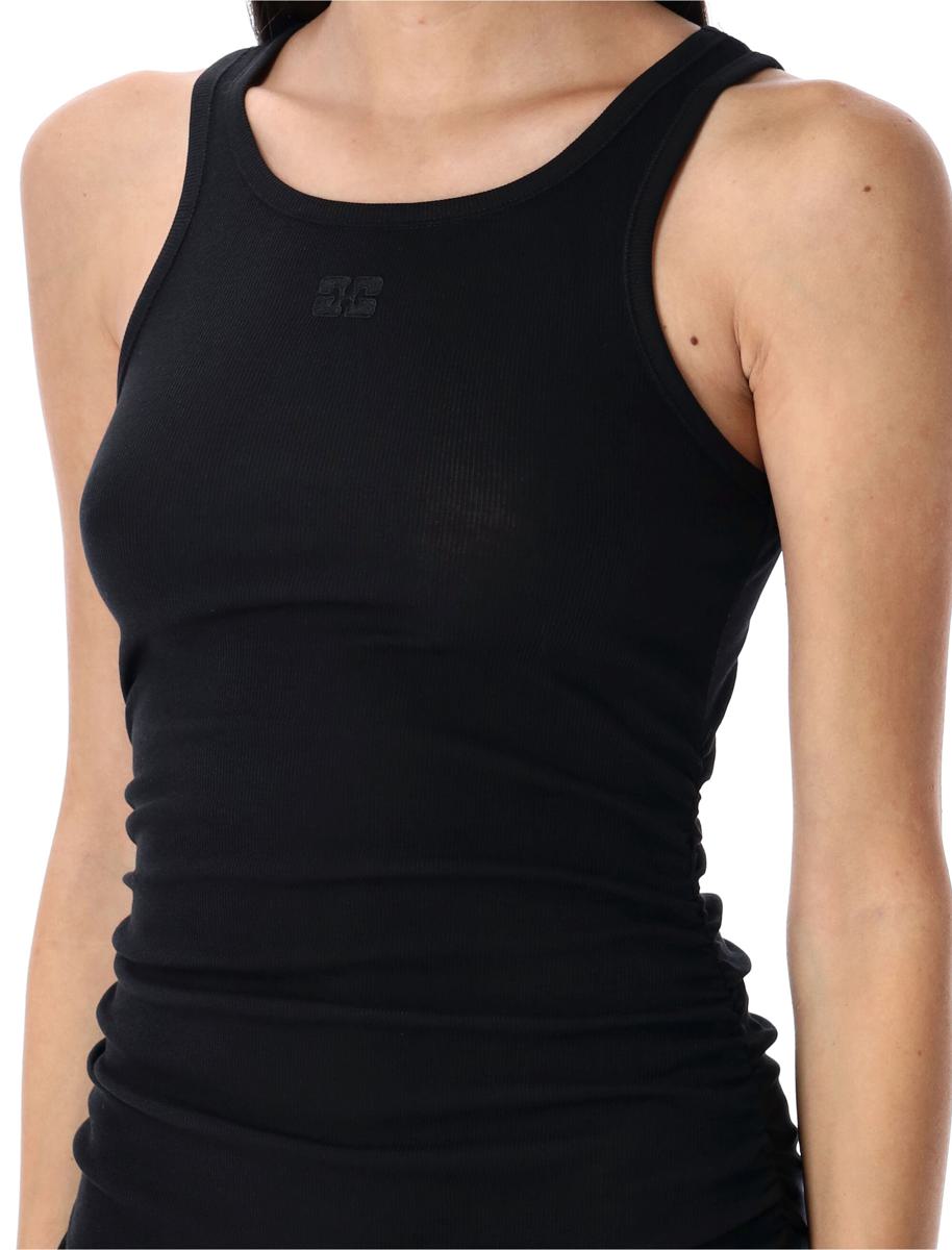 Ganni – Langes Tanktop-Kleid aus Rippstrick