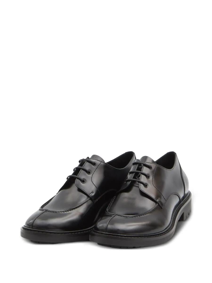 Saint Laurent – Derbies aus glattem Leder und Leinen