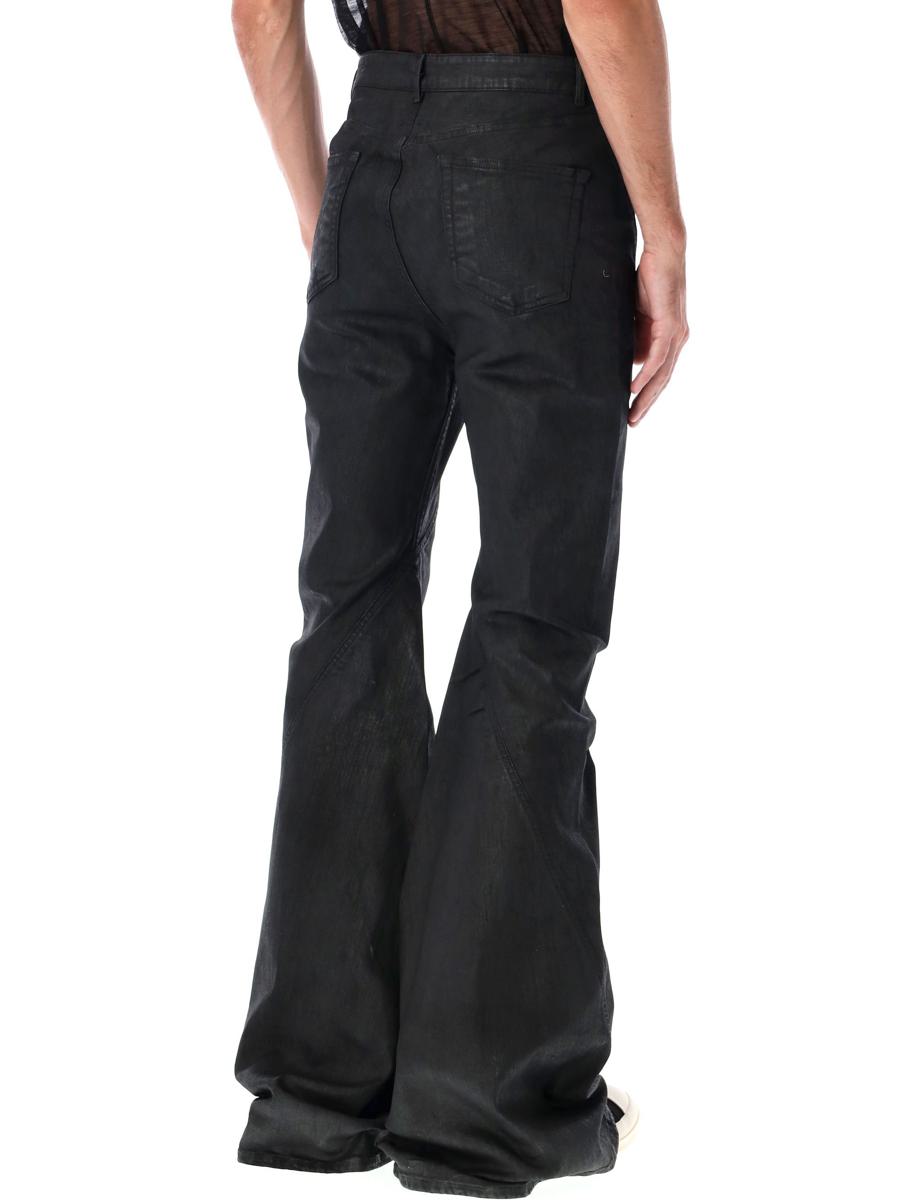 Rick Owens „Drkshdw“ Schwarze, gewachste, schräg geschnittene Bootcut-Jeans