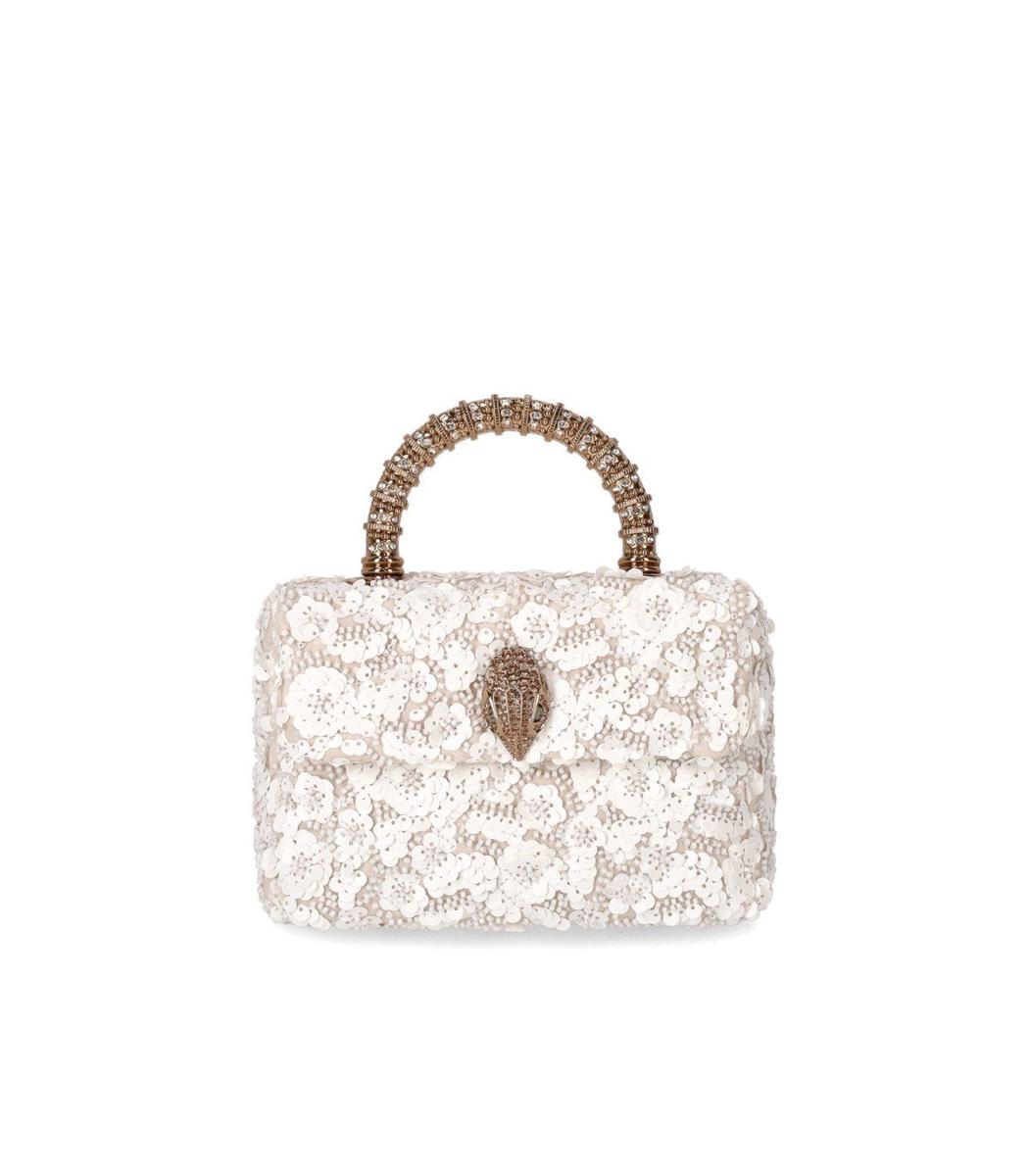 Kurt Geiger London – Kensington – Pailletten-Minihandtasche in Weiß