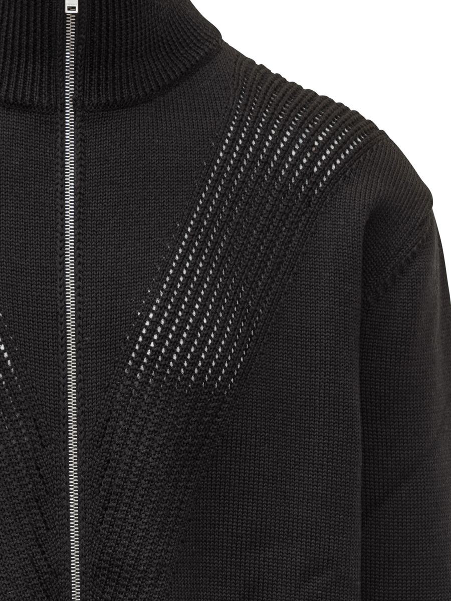 Jil Sander – Schwarze Strickjacke aus technischem Strick Jil Sander