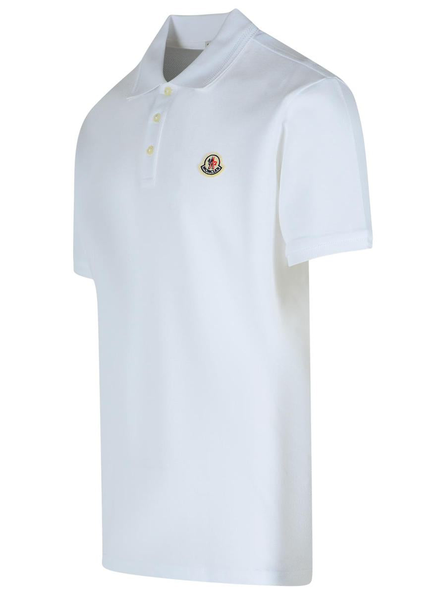 Moncler Weißes Baumwoll-Poloshirt aus weißer Piquet-Baumwolle