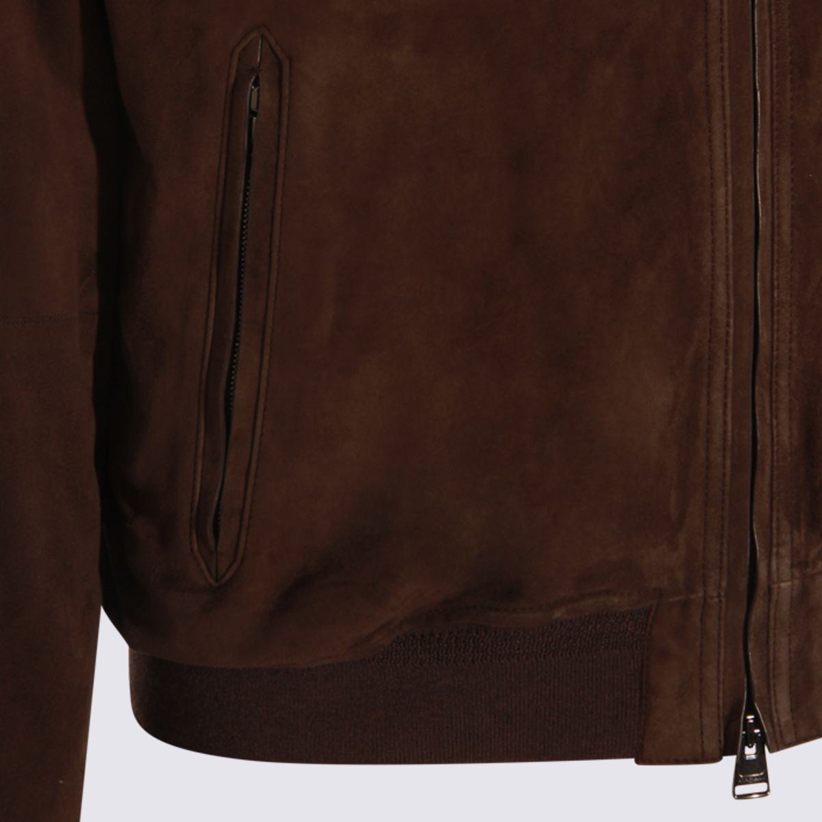 Canali Braune Lederjacke