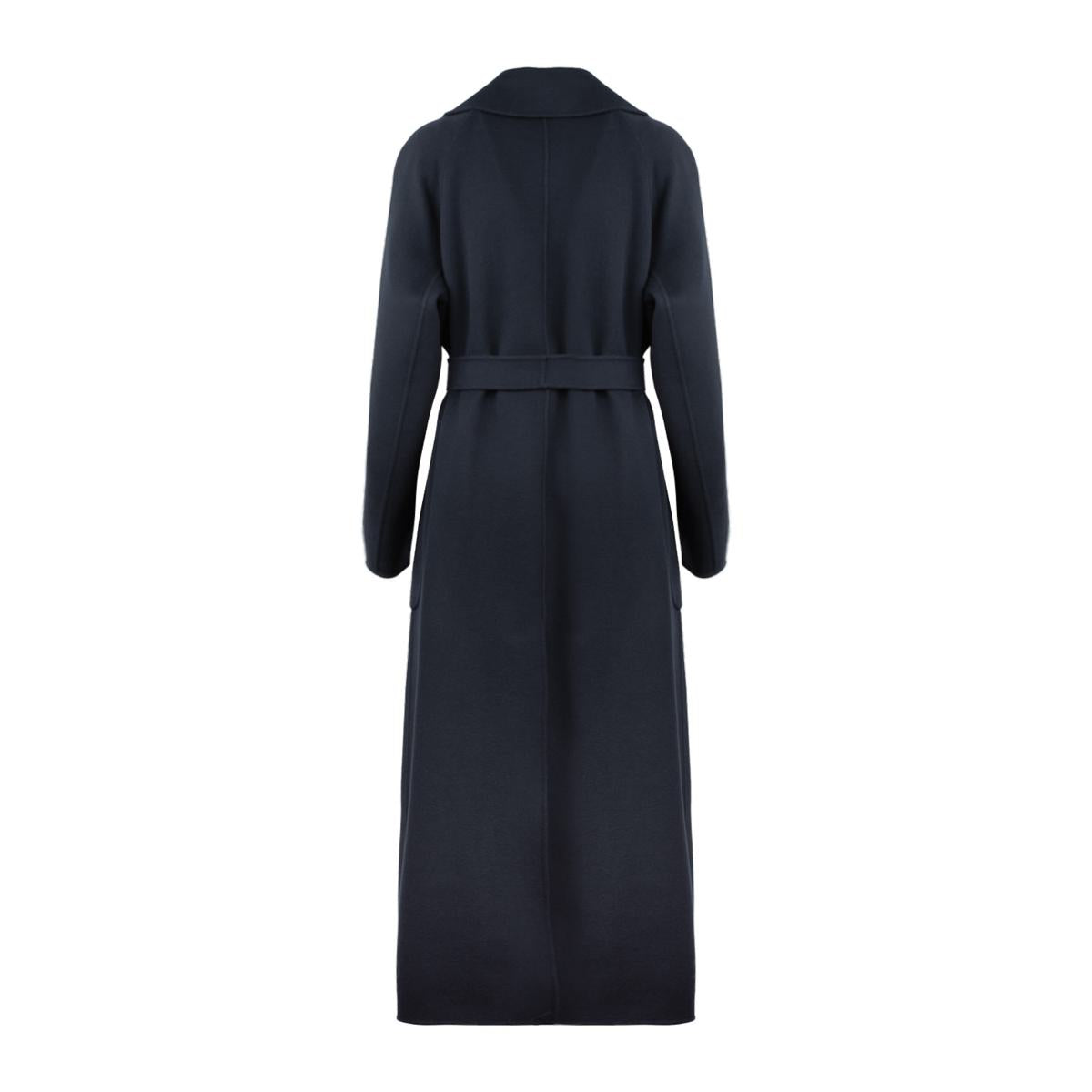Max Mara – Langer Morgenmantel aus Wolle in Mitternachtsblau