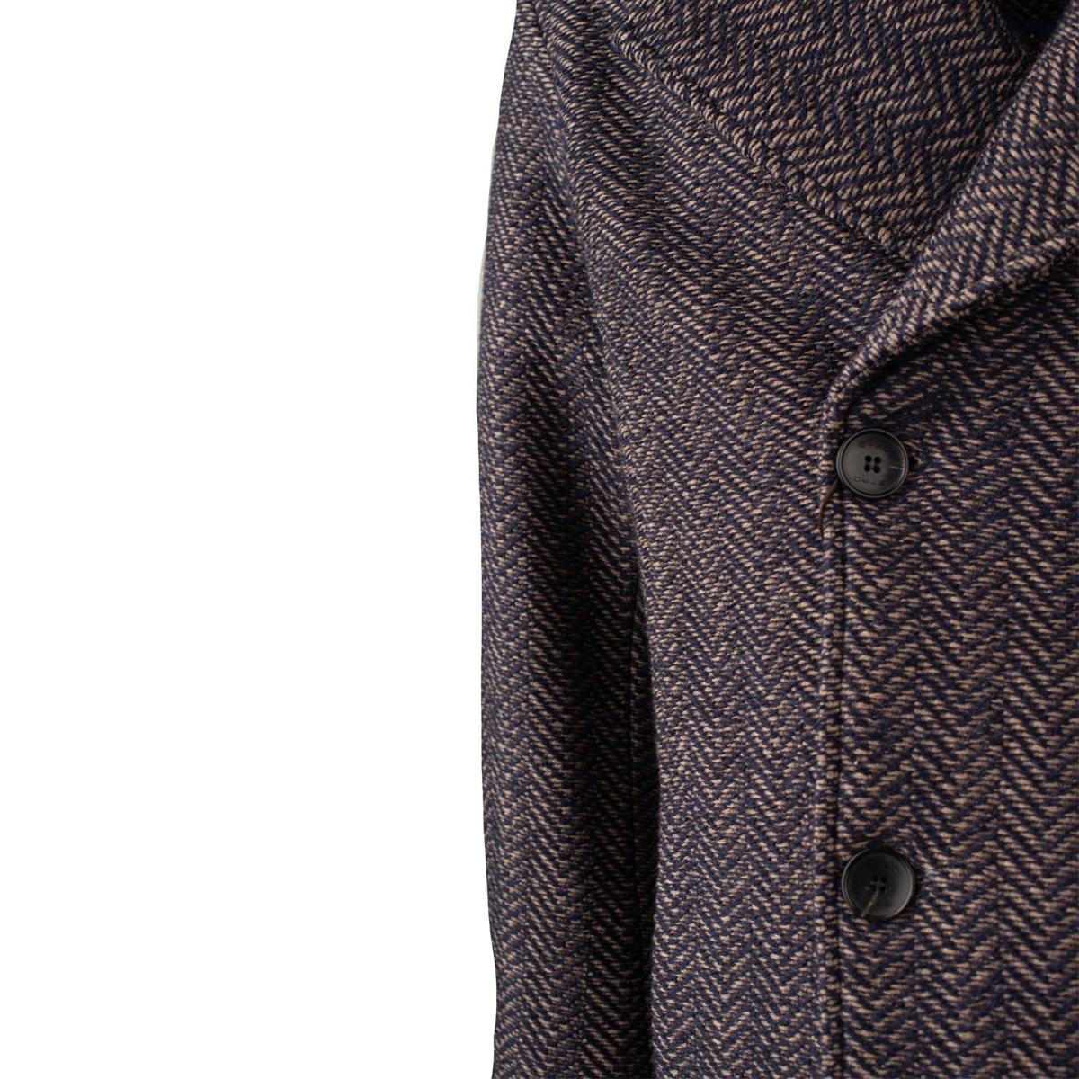 Etro Blaue und Kamelbraune Peacot-Jacke