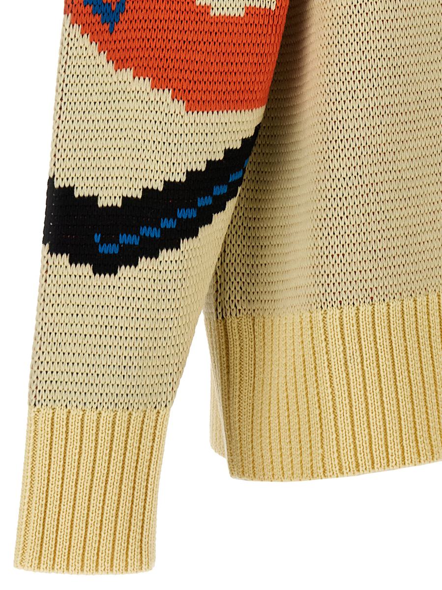 Blaumarmorierter Jacquardpullover