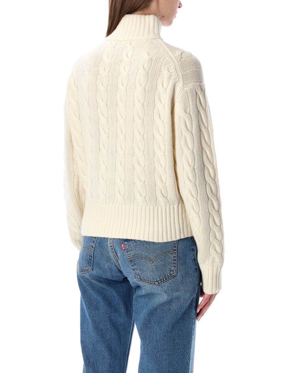 Polo Ralph Lauren – Zopfmusterpullover aus Wolle und Kaschmir mit halbem Reißverschluss