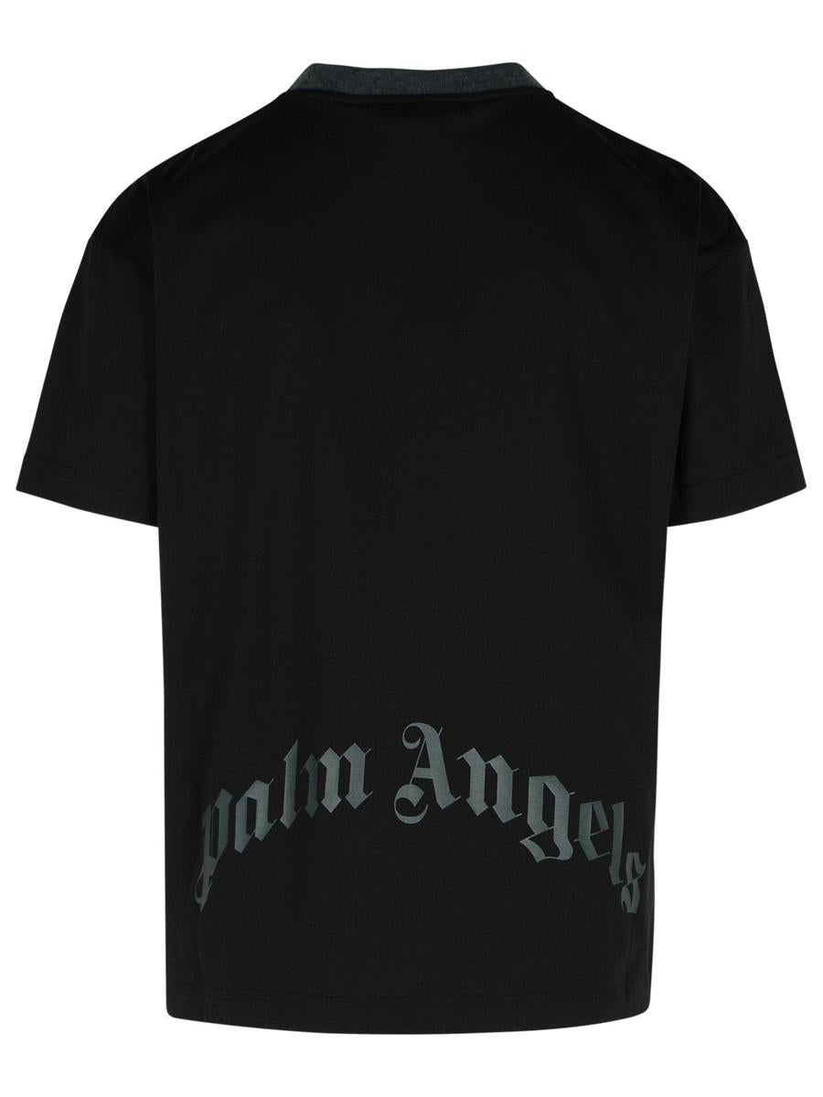 Palm Angels „Palms Curved“ T-Shirt aus schwarzer Baumwollmischung