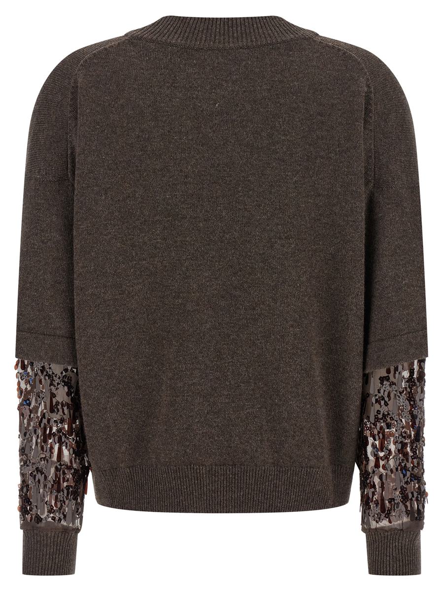 Brunello Cucinelli Pullover mit Paillettenärmeln
