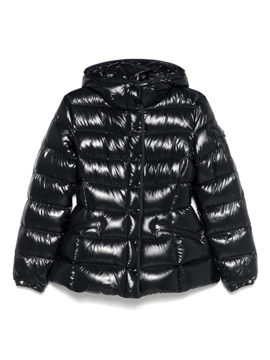 Moncler – Glänzend schwarze Daunenjacke „Barante“ mit Kapuze