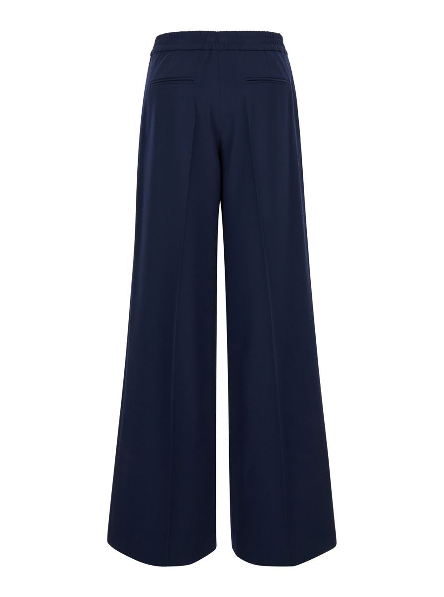 Blaue Hose mit weitem Bein aus Polyester für Damen