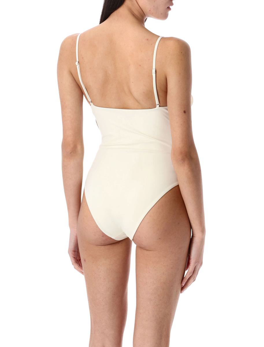 Magda Butrym – Bustier-Badeanzug im Retro-Stil mit 3D-Blumenmuster