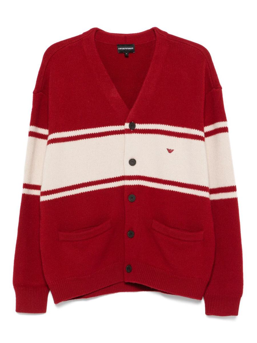 Emporio Armani – Strickjacke aus Wolle mit V-Ausschnitt