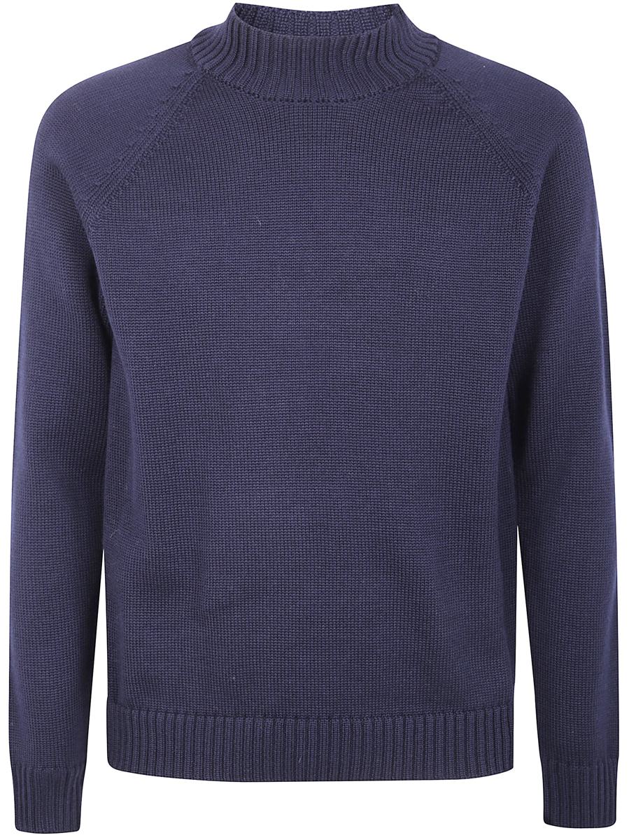 Zanone Stockinette Stitch Slim Fit Raglan Sleeves Mock Neck Sweater Kleidung
