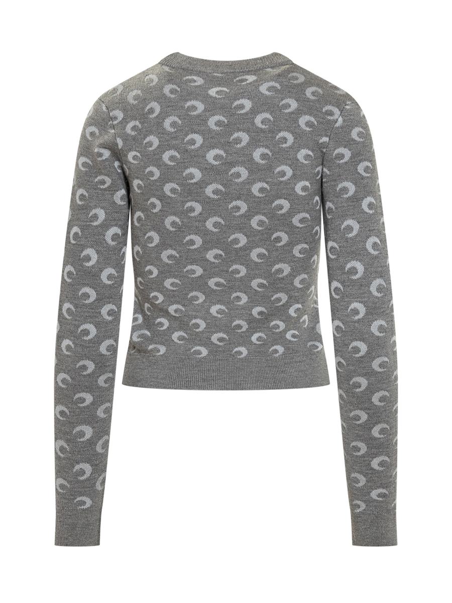 Marine Serre – Grauer Slim-Fit-Pullover mit Mond-Print von Marine Serre