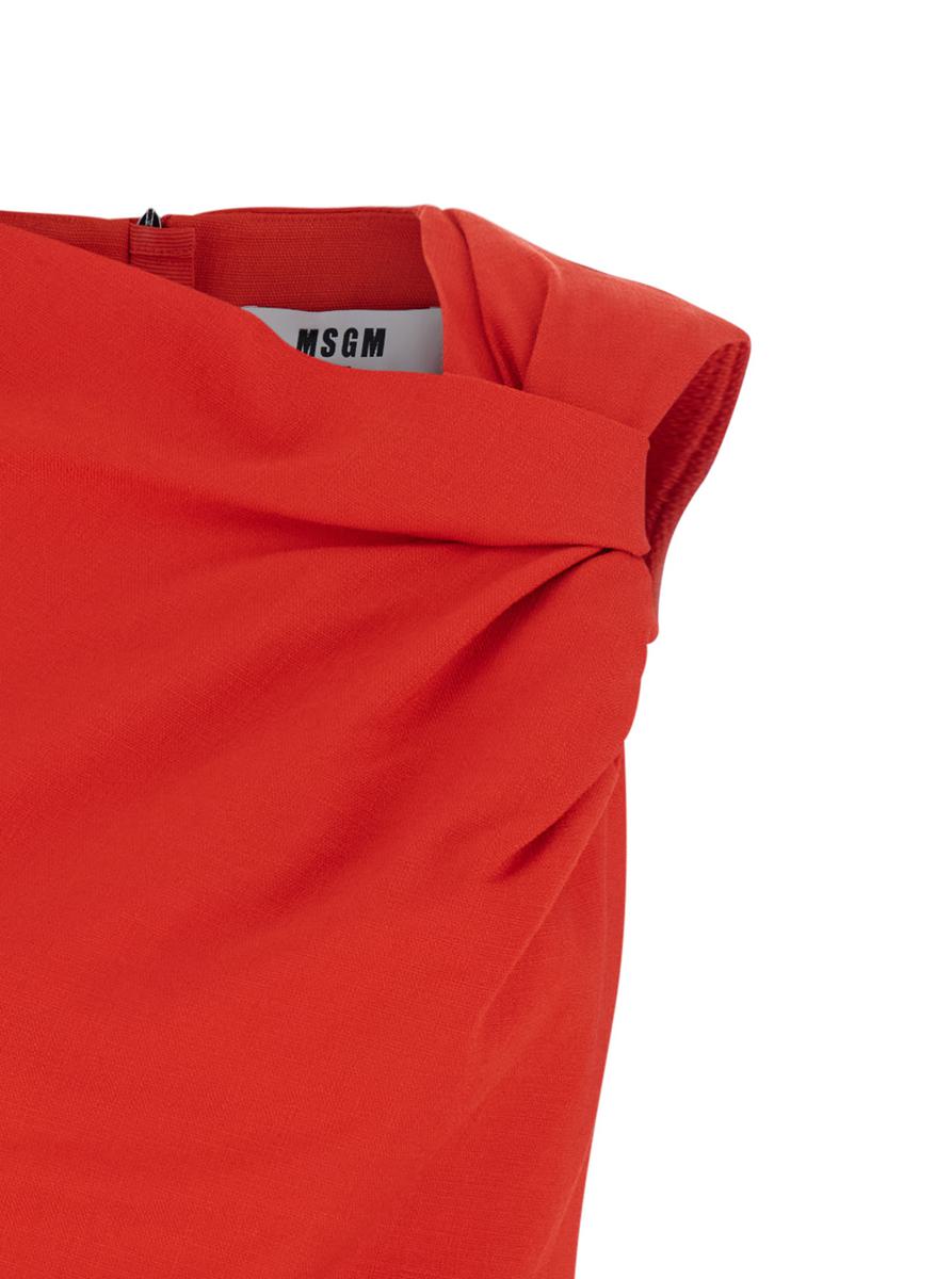 Rotes Kleid mit Rüschendetails aus Viskosemischung für Damen