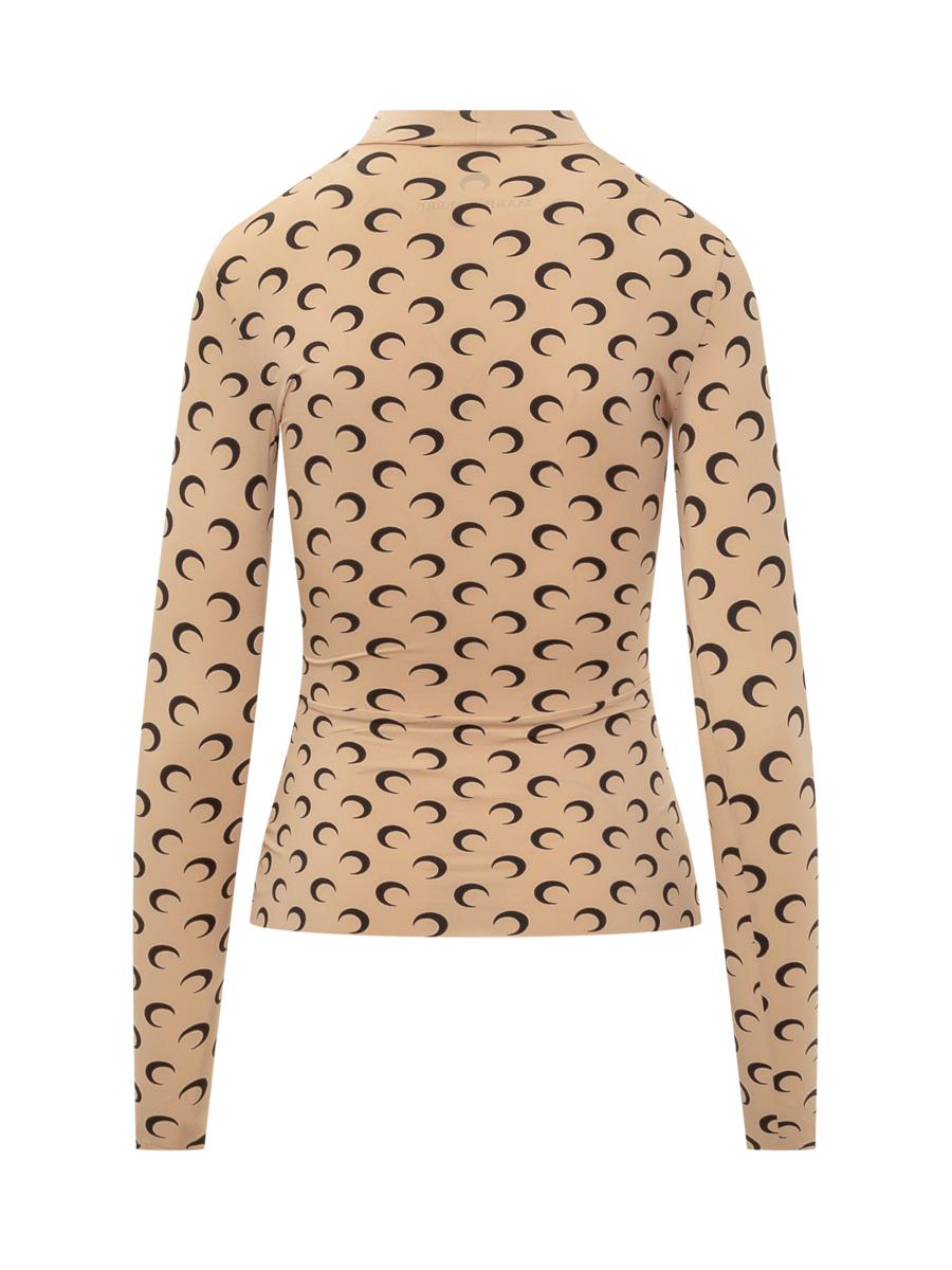 Marine Serre – Beiges Top mit durchgehendem Mond-Print von Marine Serre