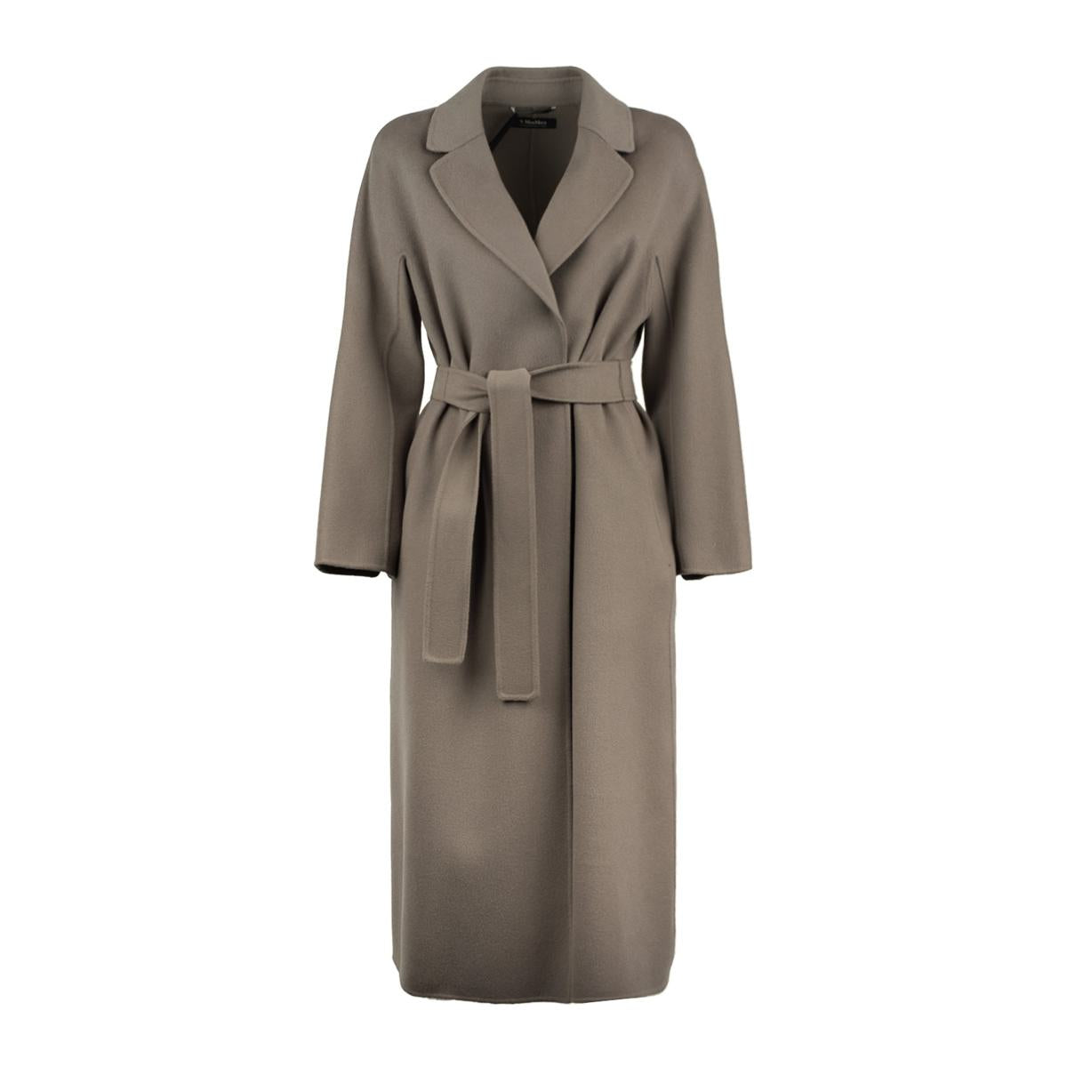 Max Mara – Grauer Midimantel aus drapierter Wolle