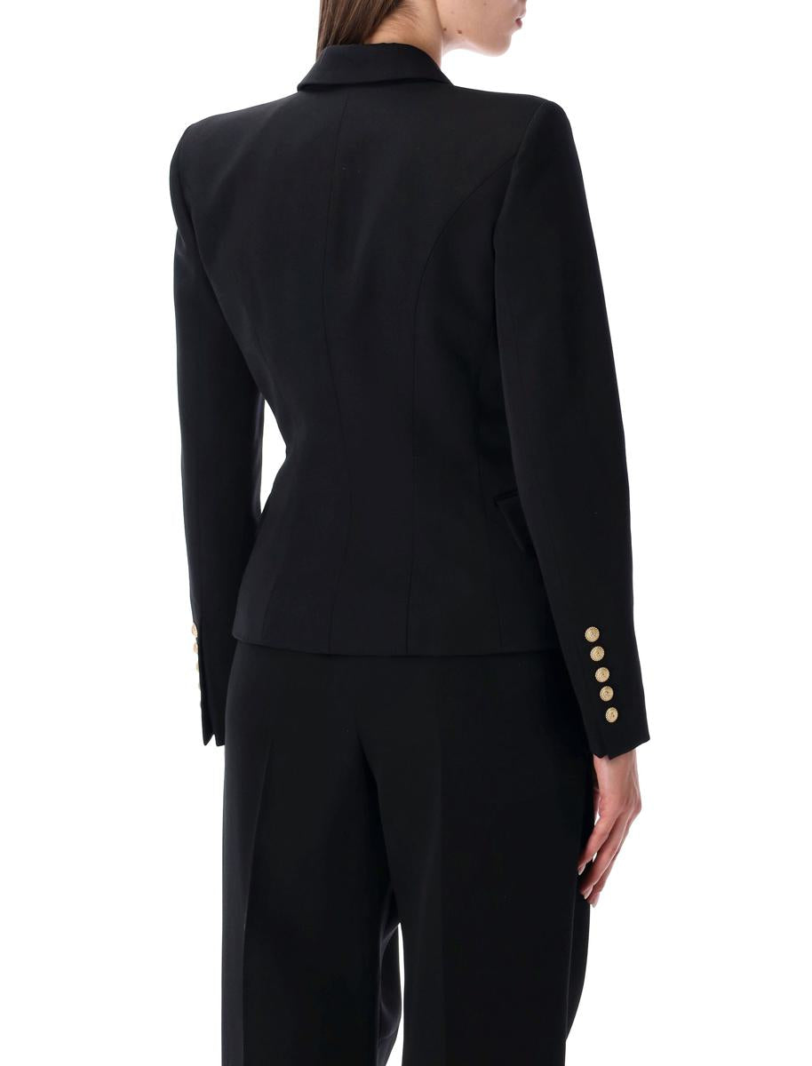 Balmain – Schwarze Grain-de-Poudre-Sakko mit 6 Knöpfen