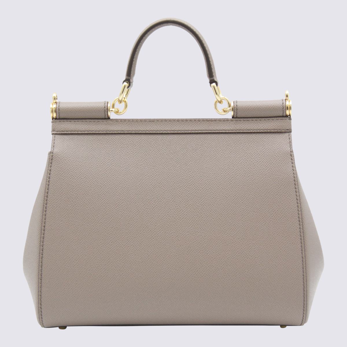 Dolce & Gabbana – Sicily – Große Henkeltasche aus grauem Leder
