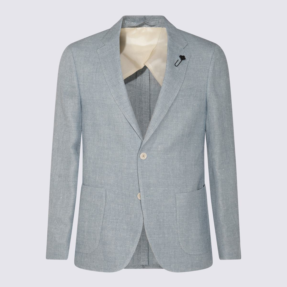 Lardini Hellblauer Blazer aus Leinen-Wollmischung