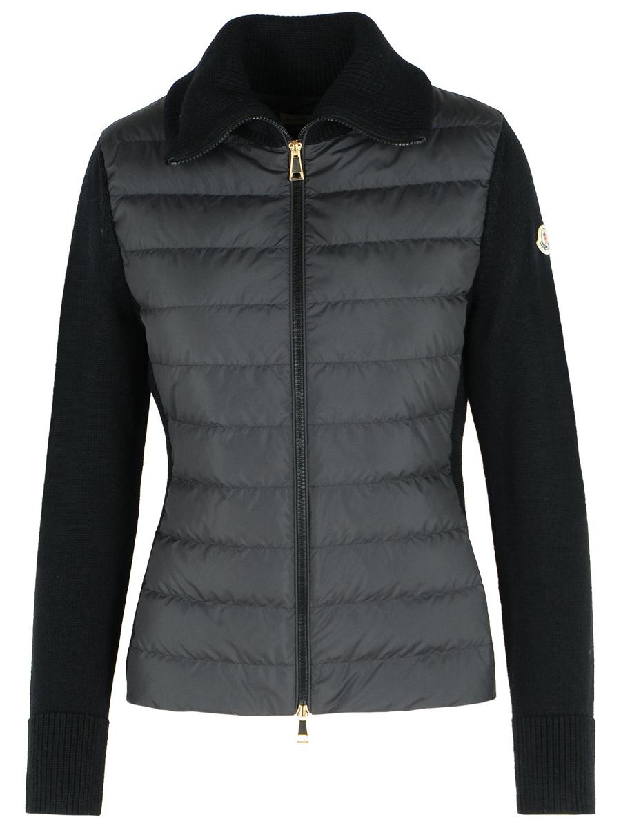 Moncler Schwarze Schurwollmischungsjacke