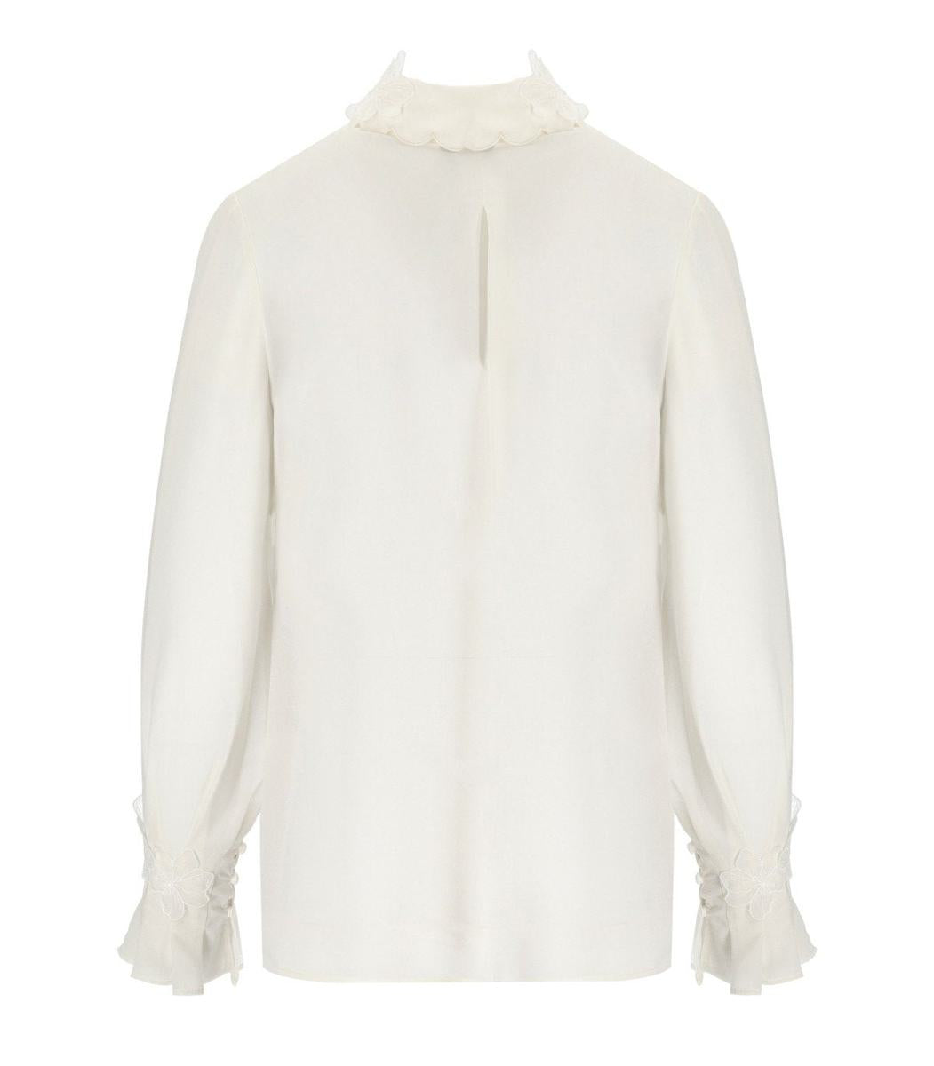 Elisabetta Franchi Elfenbeinfarbenes Georgette-Hemd