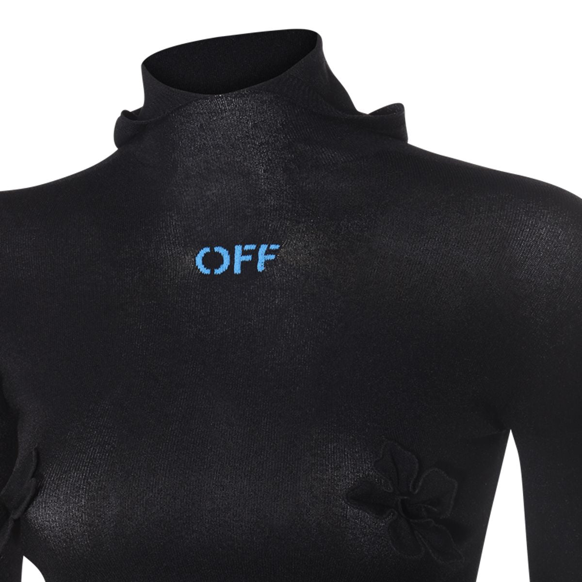 Off-White langes Kleid mit hohem Kragen