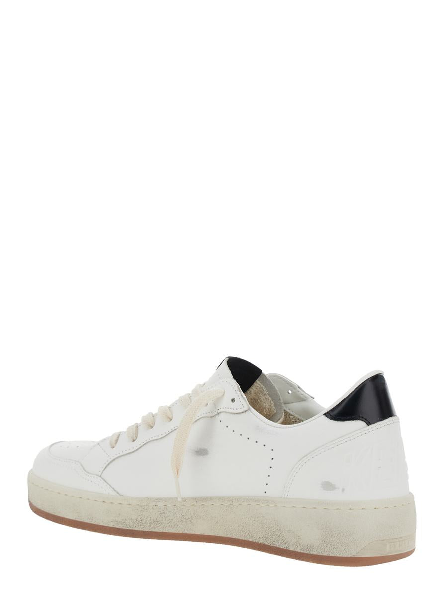 Weiße Low-Top-Sneaker „Ballstar 2“ mit seitlichem Stern-Patch und laminiertem Absatz aus Leder für Herren