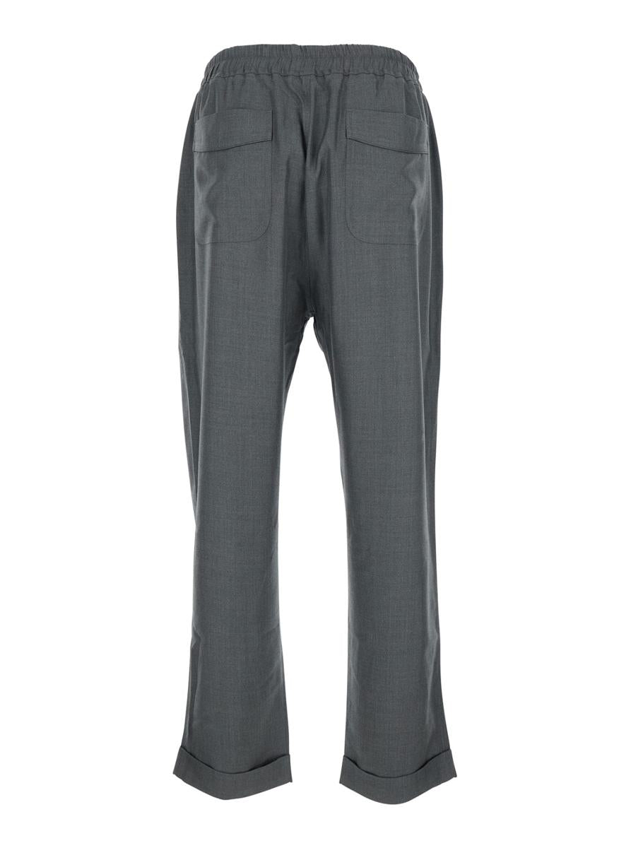 Graue Hose mit elastischem Bund und Pence-Details aus Seide Man