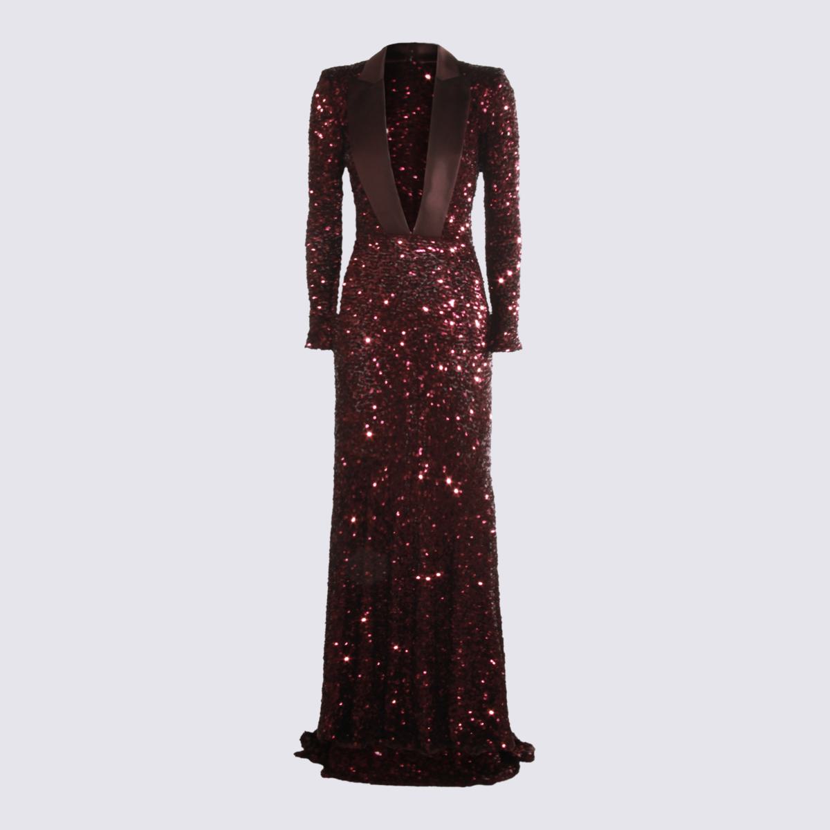 Elisabetta Franchi Dunkelrotes Maxikleid