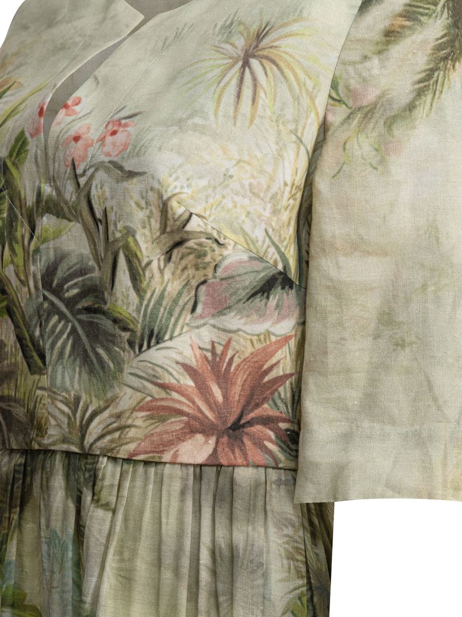 Elie Saab Bedrucktes Midikleid aus Leinen und Seide Oasis Ii38 Linen